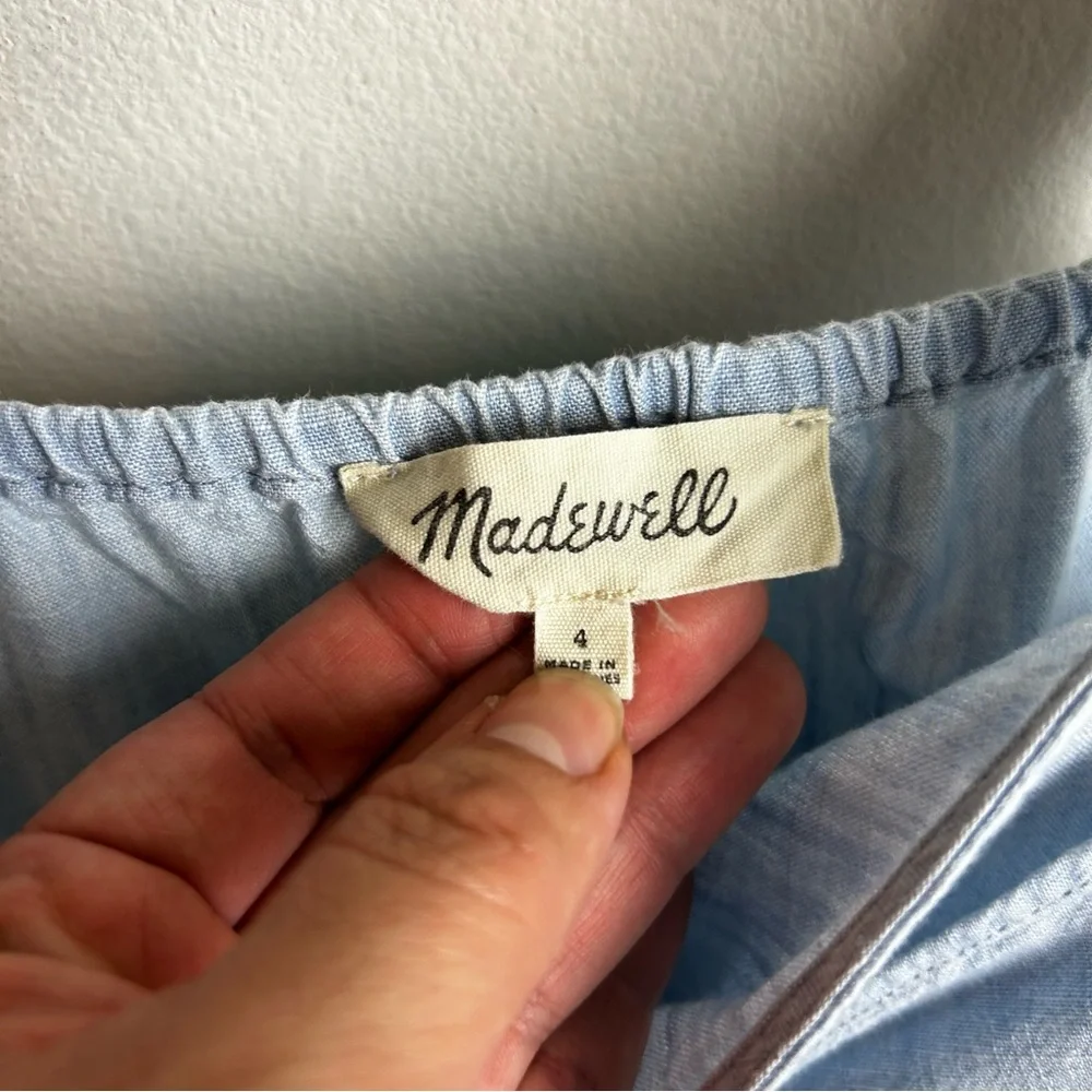 Madewell Light blue Chambray tie-front cami top size: 4 - Picture 5 of 7